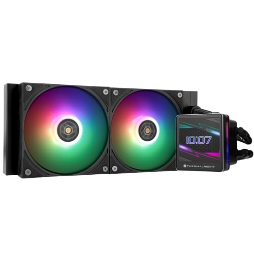TR Grand Vision 240 ARGB Black AIO CPU Liquid Cooler, IPS LCD Screen mit 480 x 480 Auflösung, für AM5/LGA1851/1700, 3,4 Zoll (8,9 cm), magnetisch-absorbierender LCD-Bildschirm für Bilder – lackiert von TR