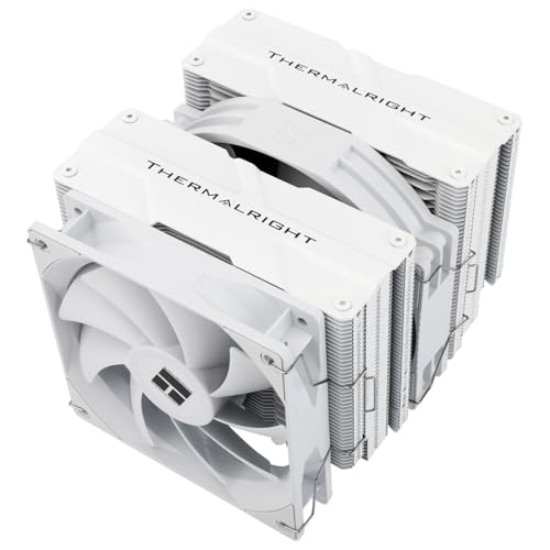TR Peerless Assassin 140 Weiß, 6 Heatpipes, zwei PWM Lüfter und zwei Turme, 158 mm hohe CPU-Kühlung mit oberer Abdeckung, für AM4/AM5 und Intel LGA1851/1700/115X/1200 von TR