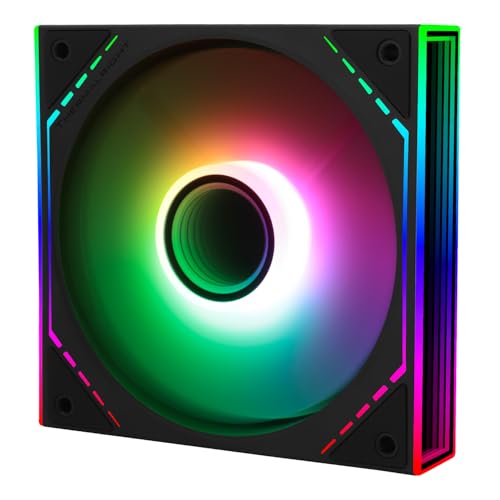 TR TL-M12R-S Gehäuselüfter, 120 mm mit ARGB-Lichteffekt, 4 Pin PWM Silent Computer Cooler Fan, für CPU Liquid Cooler und CPU Air Cooler, Quiet CPU PC ARGB Fan (120 mm, Schwarz) von TR
