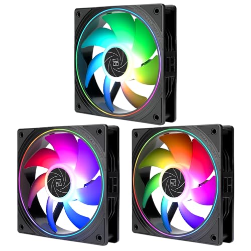 TR TL-S12-S X3 CPU Gehäuselüfter, PWM Kühler, 4-poliger PWM-Anschluss, Computer-Lüfter mit ARGB-Lichteffekten, PC-Kühler, Geschwindigkeit, 1500 U/min (120 mm) von TR