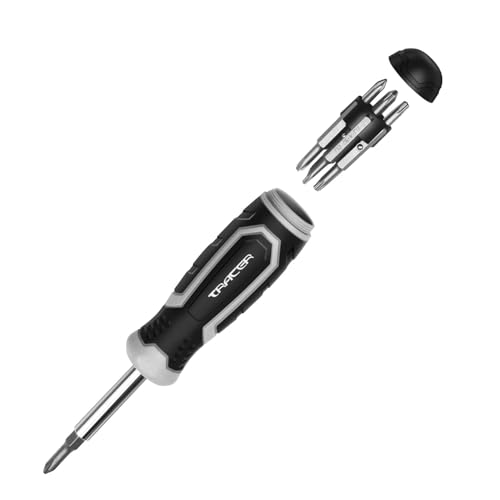 Multifunktionsschraubendreher Schraubendreher Schraubenzieher mit Bits im Griff 18-in-1 TRACER | Umsteckschraubendreher mit Kreuz/Schlitz/Torx/Pozi/Vierkant-Bits | Perfekt für Heimwerker geeignet von TRACER