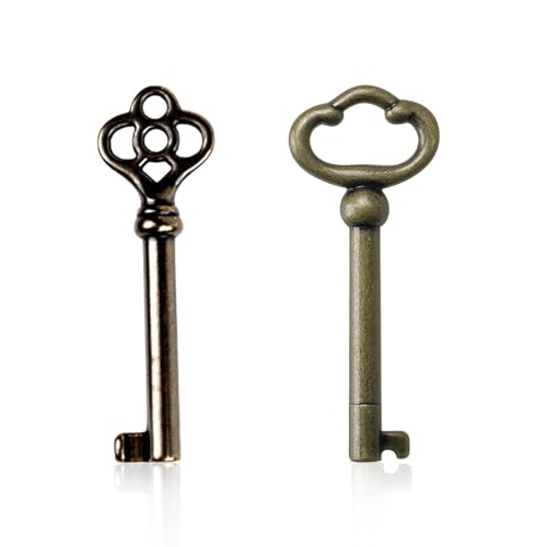 Skelettschlüssel – TRACOMPAN 2er-Pack Ky-2AB und Ky-3AB Ersatz hohler Zylinder-Skelettschlüssel | Antik-Messing-Skelettschlüssel für chinesische Schränke, Vintage-Kommoden und antike Schlösser, Bronze von TRACOMPAN
