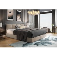 Royal Boxspringbett 140x200 mit Bettkasten Bonell H3 mit Topper Beige - Trada von TRADA