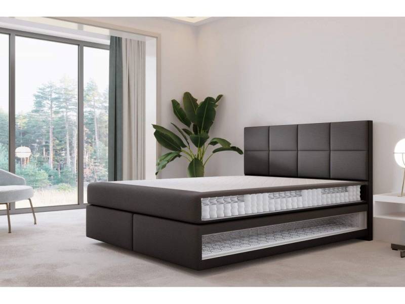 TRADA Boxspringbett MALLORCA 140x200 - Taschenmatratze Matratze - Elegant Bett (Bett + Matratze), Mit 2 Matratzen & schwebendem Bett-Effekt von TRADA