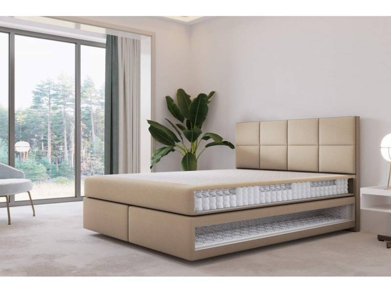 TRADA Boxspringbett MALLORCA 200x200 - Taschenmatratze Matratze - Elegant Bett (Bett + Matratze), Mit 2 Matratzen & schwebendem Bett-Effekt von TRADA