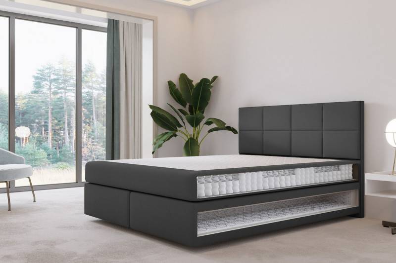 TRADA Boxspringbett MALLORCA 200x200 - Taschenmatratze Matratze - Elegant Bett (Bett + Matratze), Mit 2 Matratzen & schwebendem Bett-Effekt von TRADA