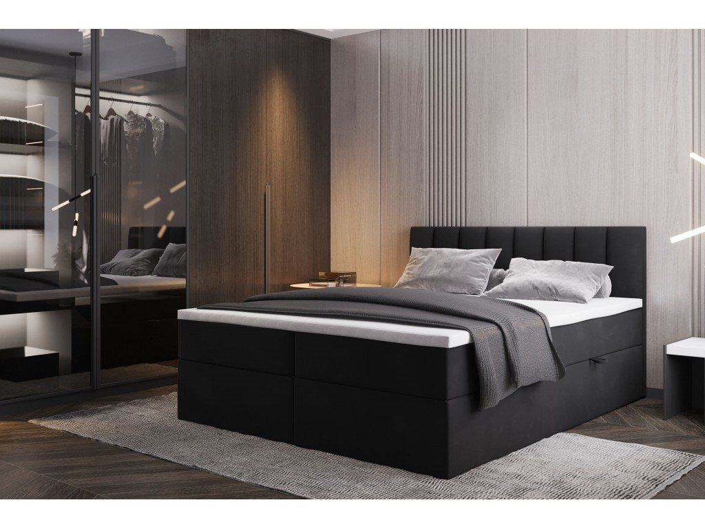 TRADA Boxspringbett PALERMO mit Topper - Bonell Matratze mit Bettkasten - Elegant Bett (Bett+Topper, Boxspringbett mit Topper), mit zwei Bettkasten und Topper von TRADA