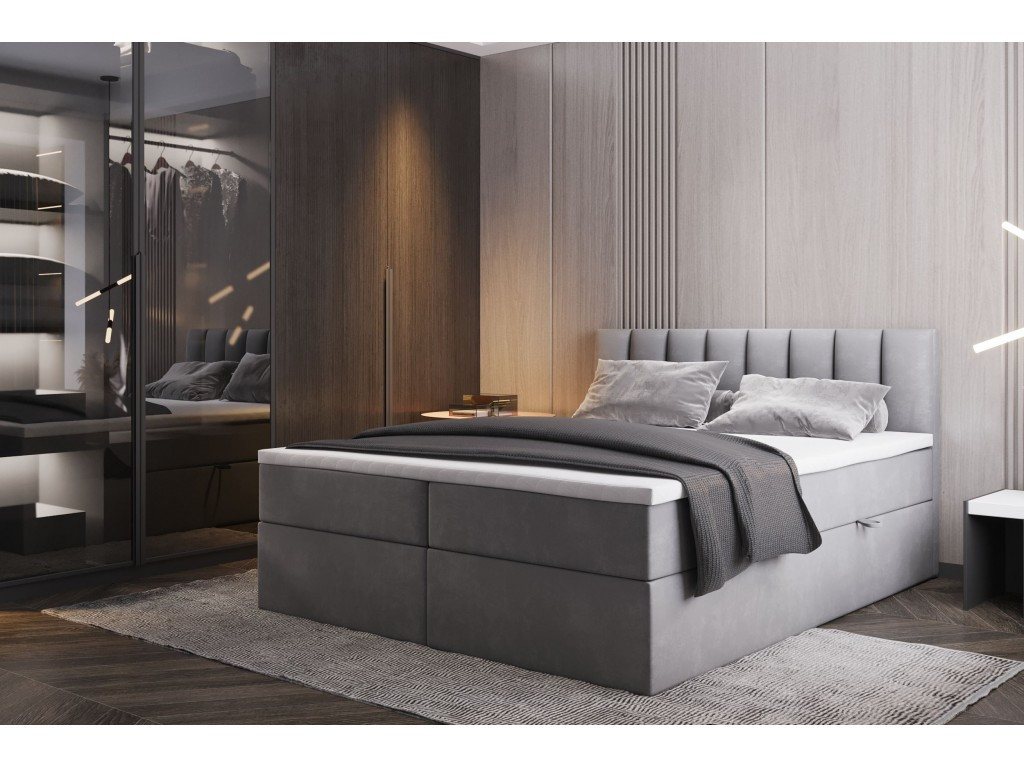 TRADA Boxspringbett PALERMO mit Topper - Bonell Matratze mit Bettkasten - Elegant Bett (Bett+Topper, Boxspringbett mit Topper), mit zwei Bettkasten und Topper von TRADA