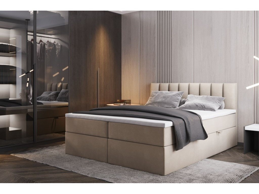 TRADA Boxspringbett PALERMO mit Topper - Bonell Matratze mit Bettkasten - Elegant Bett (Bett+Topper, Boxspringbett mit Topper), mit zwei Bettkasten und Topper von TRADA