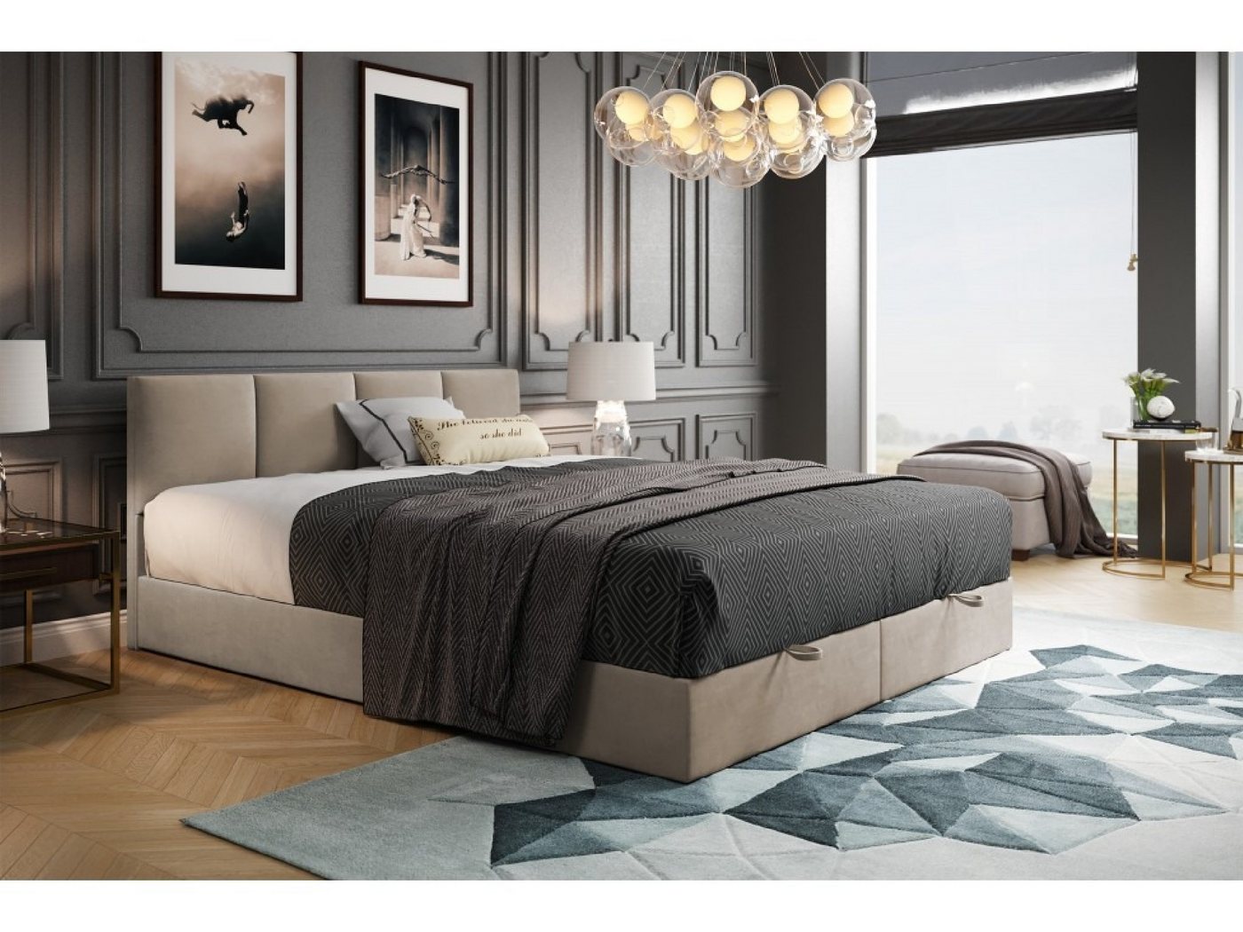 TRADA Boxspringbett ROYAL mit Bettkasten und Topper - Bett mit Bonellmatratze (Bett+Topper, Boxspringbett mit Topper), mit zwei Bettkasten und Topper von TRADA