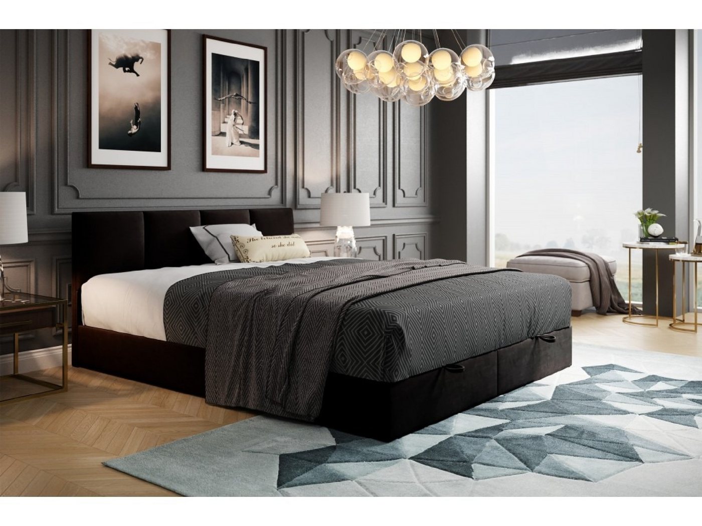 TRADA Boxspringbett ROYAL mit Bettkasten und Topper - Bett mit Bonellmatratze (Bett+Topper, Boxspringbett mit Topper), mit zwei Bettkasten und Topper von TRADA