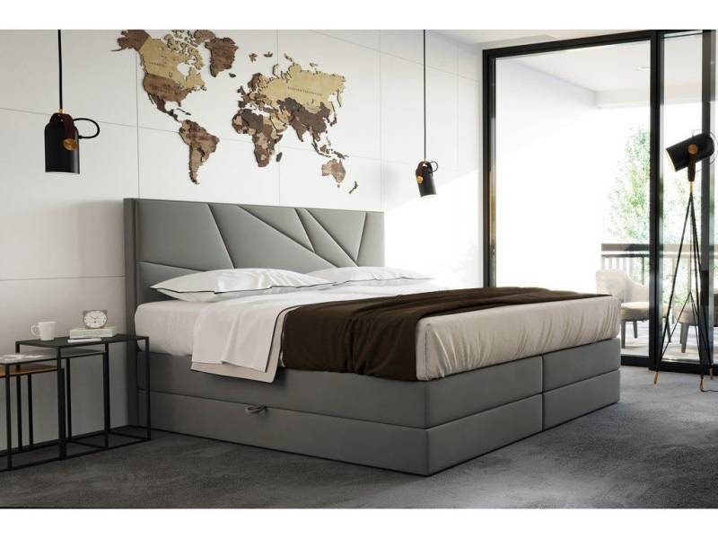 TRADA Boxspringbett VERDE mit Bettkasten und Topper - Elegant Bett mit Kopfteil (Bett + Matratze + Topper), Mit seitlich öffnenden Bettkästen von TRADA