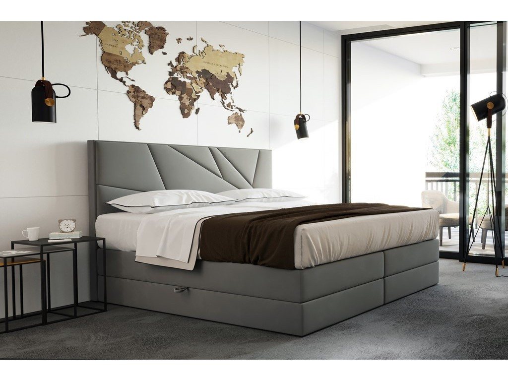 TRADA Boxspringbett VERDE 160x200 - Elegant Bett mit Kopfteil (Bett + Matratze + Topper), Mit seitlich öffnenden Bettkästen von TRADA