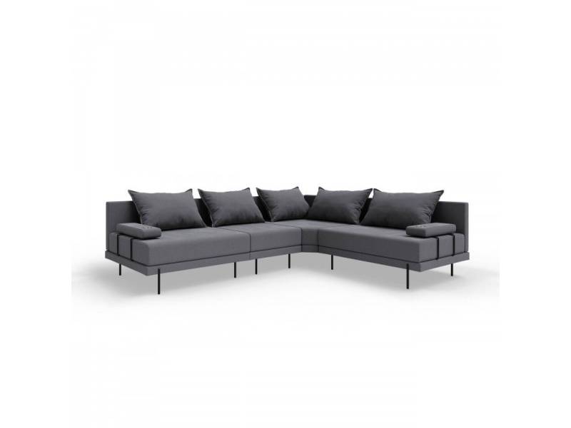 TRADA Gartenlounge-Set Gartensofa M beständig gegen Sonnenlicht & Wasser - Dunkelgrau, Gartensofa mit 2 Getränkehaltern von TRADA