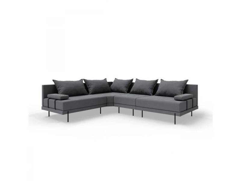 TRADA Gartenlounge-Set Gartensofa M beständig gegen Sonnenlicht & Wasser - Grau, Gartensofa mit 2 Getränkehaltern von TRADA