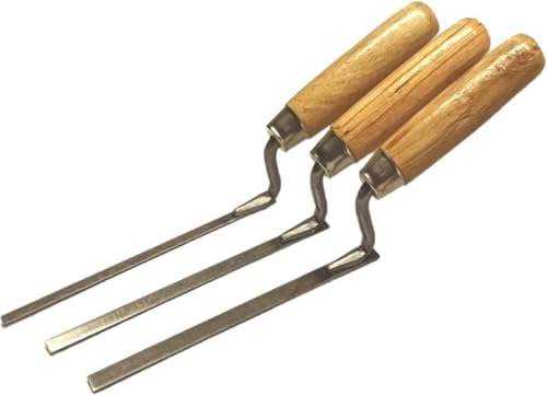 3 x Schmaler Finger Spitzkelle Set 6 8 10 mm Flachfeder Carbonstahl Tuck mit Holzgriff von TRADE 4 YOU LTD