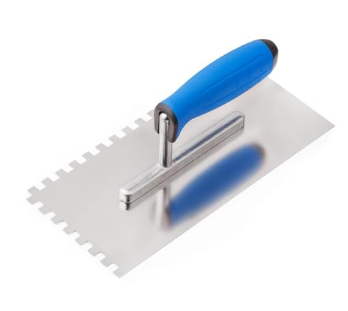 Fliesenkelle aus Edelstahl, gekerbt, 270 mm – 8 x 8 mm, quadratisch, mit weichem Griff, für Wand- und Bodenfliesenprojekte, langlebiges und rostbeständiges Werkzeug (N7808) von TRADE 4 YOU LTD
