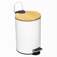 Trade Shop Traesio - Trade Shop - 3-LITER-ABFALLEIMER aus weissem metall mit bambusdeckel - von TRADE SHOP TRAESIO