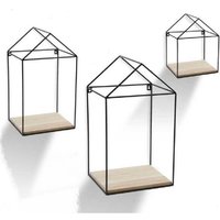 Trade Shop Traesio - Trade Shop - 3 stücke wandregale home schwarzes holzregal hängendes metall H20/32/40CM 751653 - Trade Shop Traesio - Trade Shop - 3 stücke wandregale home schwarzes holzregal hängendes metall H20/32/40CM 751653 - von TRADE SHOP TRAESIO