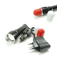 Trade Shop - 800 lmn weisslicht led-taschenlampe mit notsignal mit batterieladegerät - von TRADE SHOP TRAESIO