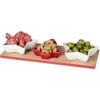Trade Shop - ANTIPASTIERA 3 POSTI CON VASSOIO BASE IN BAMBOO 33X12CM 3 COPPETTE IN CERAMICA DA 16/9,5CL - Trade Shop - ANTIPASTIERA 3 POSTI CON VASSOIO BASE IN BAMBOO 33X12CM 3 COPPETTE IN CERAMICA DA 16/9,5CL - von TRADE SHOP TRAESIO