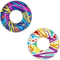 Trade Shop - Aufblasbarer Rettungsring mit geometrischem Muster, Ø 107 cm, für Pools, 36228 - von TRADE SHOP TRAESIO