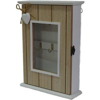 Trade Shop - BACHECA PORTACHIAVI IN LEGNO 6 GANCI IN METALLO DESIGN CUORE CON FIOCCHETTO IN CANAPA - von TRADE SHOP TRAESIO