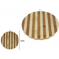 Trade Shop - BAMBUS HOLZ SCHNEIDEBRETT NATÜRLICHEN BAMBUS TISCH SCHNEIDEN KÜCHE RUND 32CM 58376 - von TRADE SHOP TRAESIO