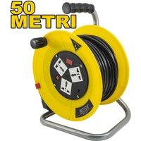 Trade Shop - ELEKTRISCHE KABELTROMMEL VERLÄNGERUNG SCHUKO-STECKDOSE 3 STECKDOSEN KABEL 50 MT METER RCR-50 - von TRADE SHOP TRAESIO