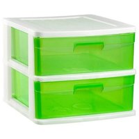 Trade Shop - Kommode mit 2 Schubladen für Heimwerker und den Heimgebrauch, grünes PVC - von TRADE SHOP TRAESIO