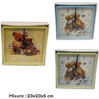 Trade Shop - KINDER WANDUHR QUARZ QUADRATISCHE WAND TEDDYBÄREN HEIMDEKOR 23X5CM - von TRADE SHOP TRAESIO