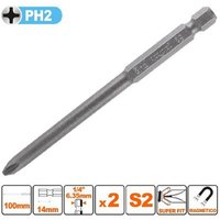 Trade Shop - KIT 2PEZO BITS DA 100MM GAMBO 1/4" 6.35MM S2MAGNETICA CROCE TESTA PH2 57247 - Trade Shop - KIT 2PEZO BITS DA 100MM GAMBO 1/4" 6.35MM S2MAGNETICA CROCE TESTA PH2 57247 - von TRADE SHOP TRAESIO
