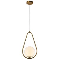 Trade Shop - LAMPADARIO A SOSPENSIONE A GOCCIA BRONZO METALLO CON SFERA IN VETRO LAMPADA ATTACCO G9 A27 - von TRADE SHOP TRAESIO
