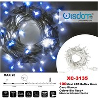 Trade Shop - LICHTERKETTE 100 LED-LEUCHTEN GLÜHWÜRMCHEN FEST BLAU + BLINKEND WEISS XC-3135 - von TRADE SHOP TRAESIO