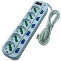 Trade Shop - Mehrfachsteckdose mit 6 Universalsteckdosen ITA 10/16A Schuko Bipasso - von TRADE SHOP TRAESIO