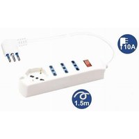 Trade Shop - MEHRFACHE STECKDOSE 1 UNIVERSAL SCHUKO-STECKDOSE + 3 BIPASSO 10/16A STECKER 10A KABEL 1,5MT 80083 - Trade Shop - MEHRFACHE STECKDOSE 1 UNIVERSAL SCHUKO-STECKDOSE + 3 BIPASSO 10/16A STECKER 10A KABEL 1,5MT 80083 - von TRADE SHOP TRAESIO