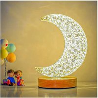 Trade Shop - MONDFÖRMIGE TISCHLAMPE WIEDERAUFLADBAR USB TOUCH UND 3 LICHTSTÄRKEN - von TRADE SHOP TRAESIO