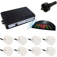 Trade Shop - SATZ VON 8 WEISSEN PARKSENSOREN MIT STEUERGERÄT LED-DISPLAY AKUSTISCHER TON - von TRADE SHOP TRAESIO