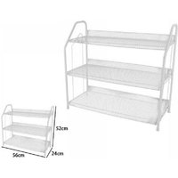 Trade Shop - SCHUHABLAGE 3 METALLBÖDEN WEISS PLATZSPARENDER SCHRANK - von TRADE SHOP TRAESIO