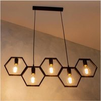 Trade Shop - SECHSECKIGE GEOMETRISCHE HÄNGELEUCHTE LED 60W E27 INDUSTRIAL SCHWARZ VINTAGE - von TRADE SHOP TRAESIO