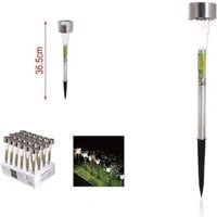 Trade Shop - SET 12 STÜCK LED SOLARLAMPE GARTENDEKORATION 36,5 CM SILBER 2002987 - von TRADE SHOP TRAESIO