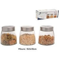 Trade Shop - SET 3 TRIS GLÄSER MIT DECKEL GLAS PLÄTZCHENTEIGBEHÄLTER 850ML 747646 - von TRADE SHOP TRAESIO