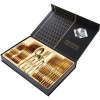 Trade Shop - SET OF POSATE 24PZ IN ACCIAIO LUCIDATURA TO MULTIUSY SPECCHIO CASA CUCINA SERVICE FÜR 6 - Gold von TRADE SHOP TRAESIO