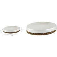 Trade Shop - teller untertasse seifenhalter seife badezimmer aus WEIßER keramik und seil 10377 - von TRADE SHOP TRAESIO