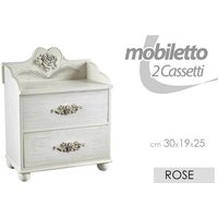 Trade Shop Traesio - Trade Shop - 2-SCHUBLADEN-NACHTTISCH aus holz rose 30X19X25CM weiss 574665 - von TRADE SHOP TRAESIO