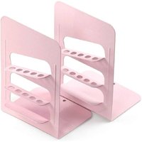 Trade Shop - Set mit 2 Buchstützen aus Metall mit verstellbarem Stifthalter, Bücherregal-Stütze - von TRADE SHOP TRAESIO