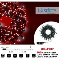 Trade Shop Traesio - Trade Shop - 300-LIGHTS led glühwürmchen lichterkette weiss + rot kabel grün IP44 XC-4137 - von TRADE SHOP TRAESIO
