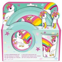 Trade Shop Traesio - Trade Shop - 5-teiliges Kinder-Ess-Set mit Tellern, Gläsern und Besteck mit Einhorn-Motiv - von TRADE SHOP TRAESIO