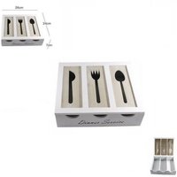 Trade Shop Traesio - Trade Shop - Besteckhalter aus Holz mit 3 Fächern, Shabby Chic, Geschirr, Heimdekoration - von TRADE SHOP TRAESIO