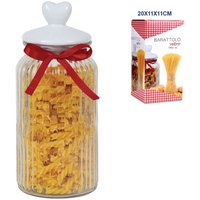 Trade Shop Traesio - Trade Shop - Glas mit herzförmigem Keramikdeckel, 1800 ml - von TRADE SHOP TRAESIO